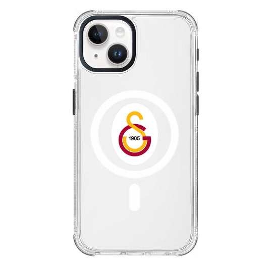Galatasaray Magsafe Parçalı Logo Şeffaf iPhone 15 Telefon Kılıfı