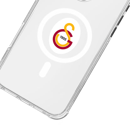Galatasaray Magsafe Parçalı Logo Şeffaf iPhone 16 Pro Max Telefon Kılıfı