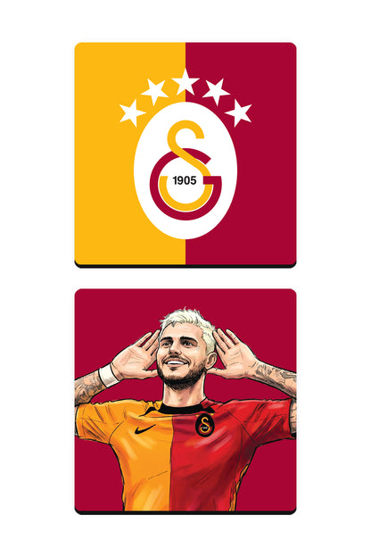 Galatasaray Mauro Icardi Ahşap Bardak Altlığı 2'li Set