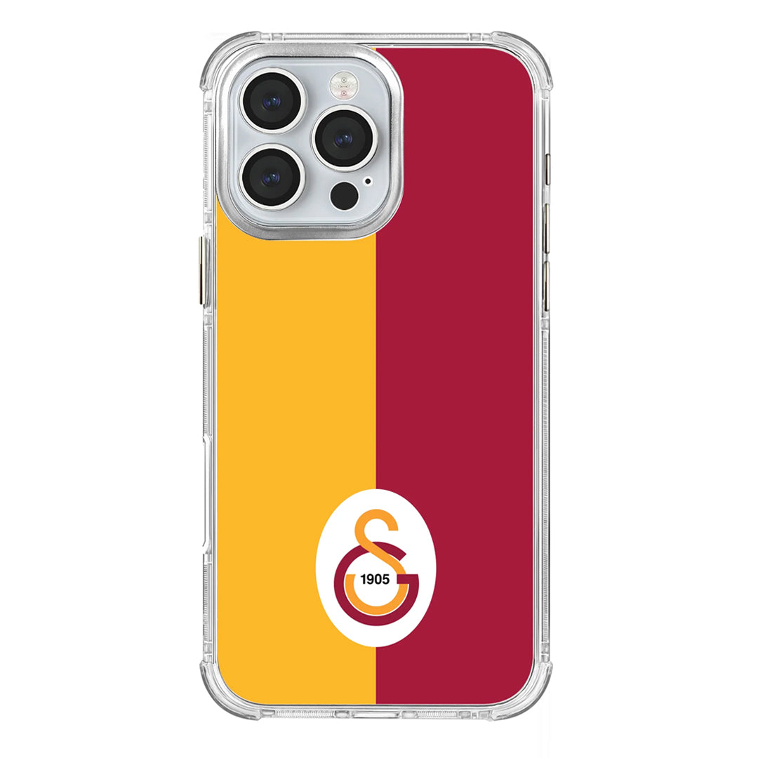 Galatasaray Parçalı Logo Şeffaf iPhone 16 Pro Max Telefon Kılıfı