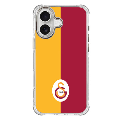 Galatasaray Parçalı Logo Şeffaf iPhone 16 Telefon Kılıfı