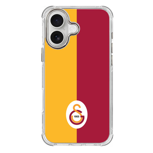 Galatasaray Parçalı Logo Şeffaf iPhone 16 Telefon Kılıfı