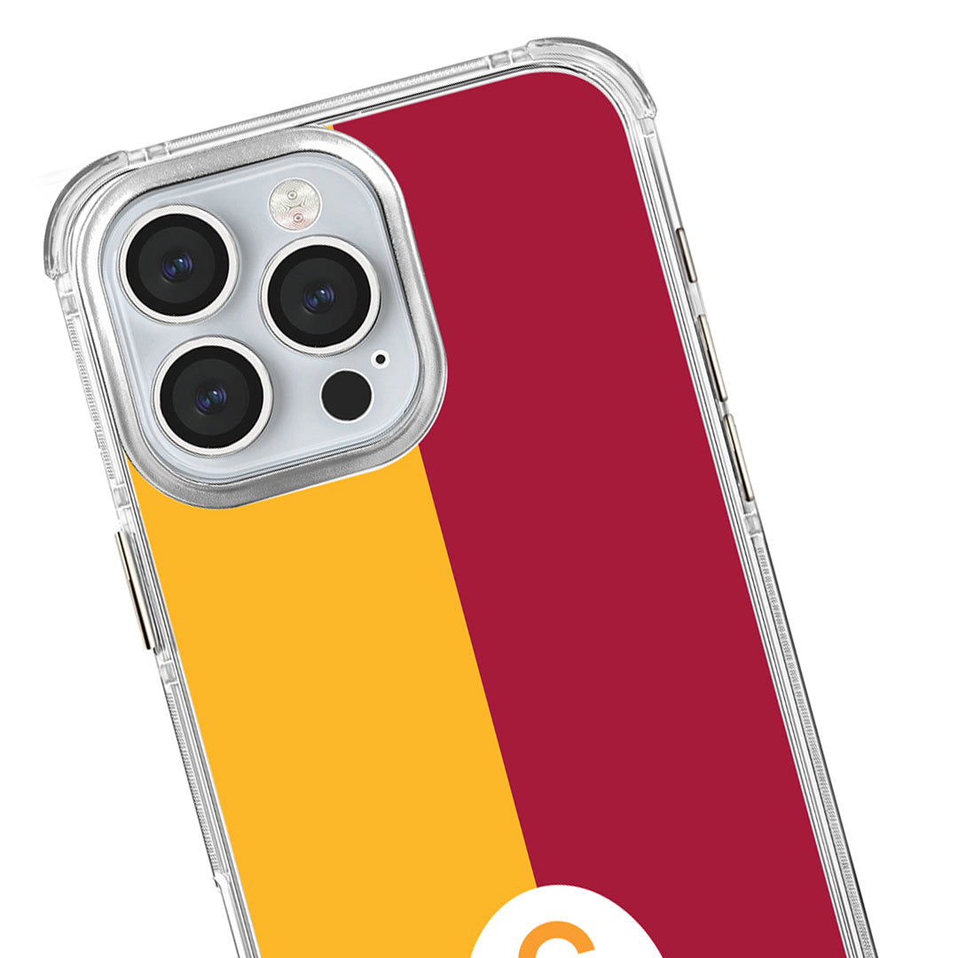 Galatasaray Parçalı Logo Şeffaf iPhone 16 Pro Max Telefon Kılıfı