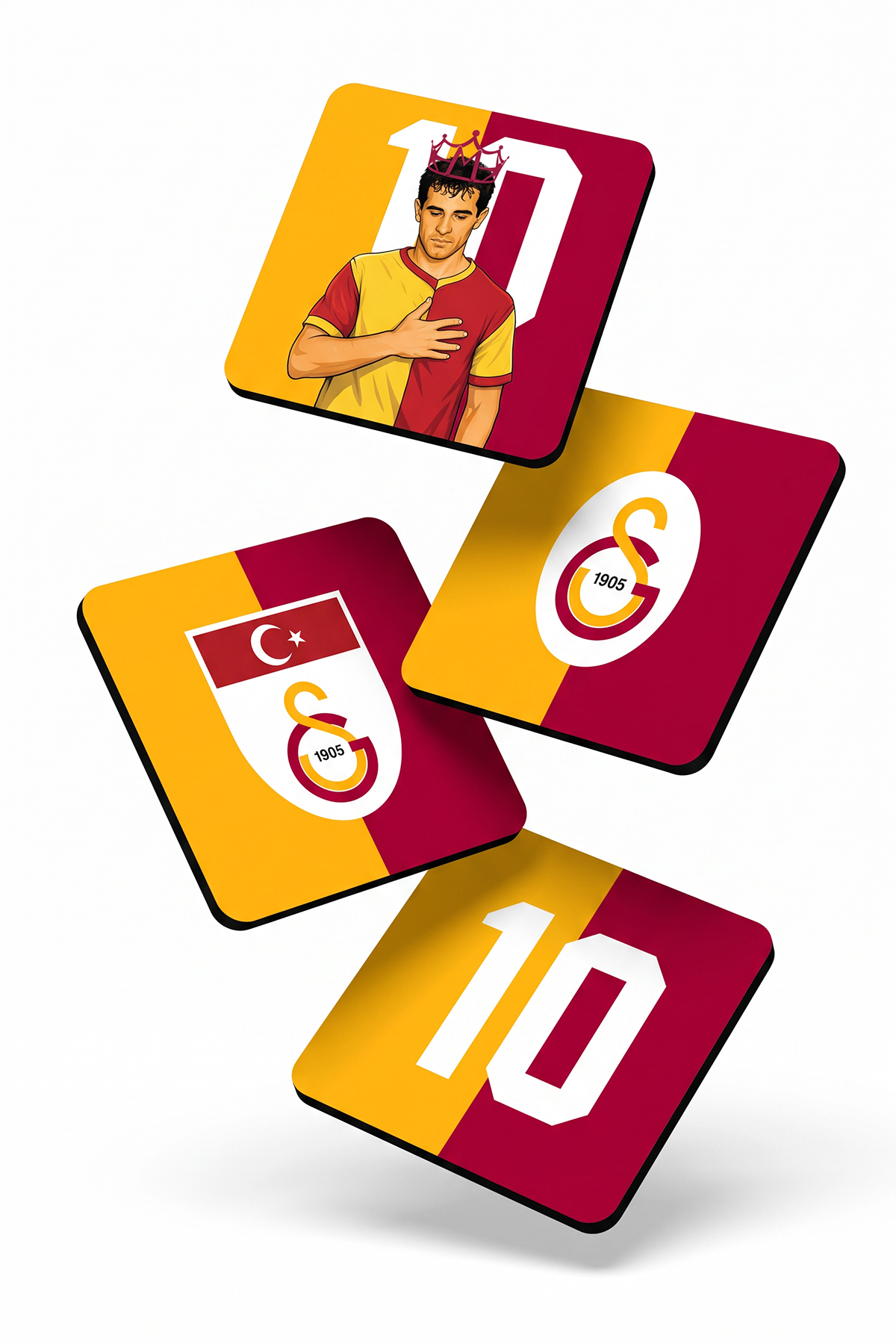 Metin Oktay 10 Forma ve Galatasaray Arma Ahşap Bardak Altlığı