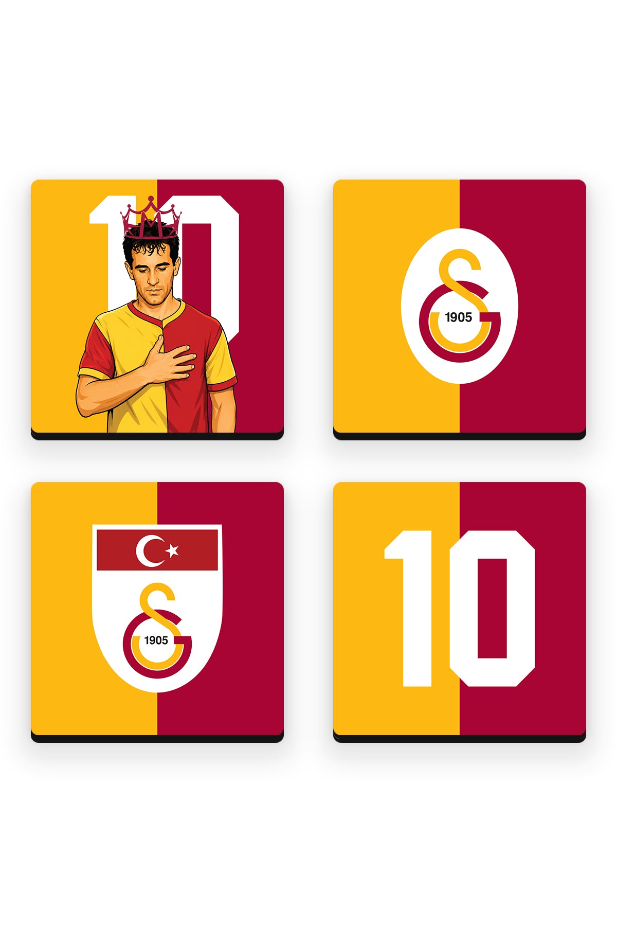 Galatasaray Parçalı Metin Oktay Ahşap Bardak Altlığı 4'lü Set