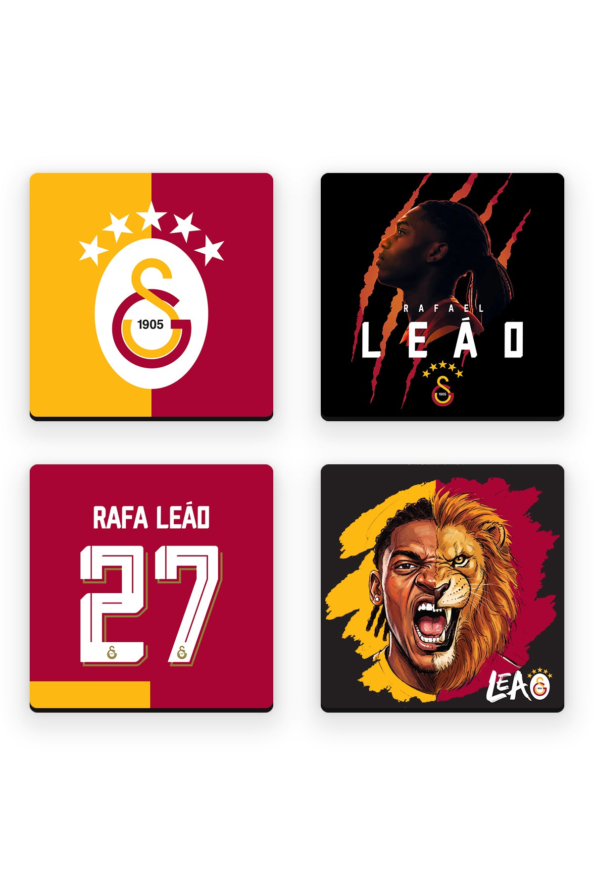 Galatasaray Rafael Leão Ahşap Bardak Altlığı 4'lü Set