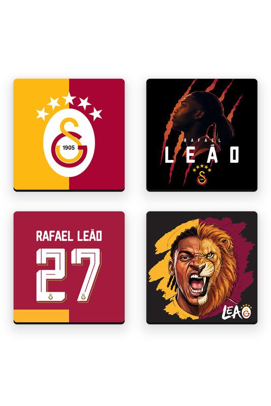 Galatasaray Rafael Leão Ahşap Bardak Altlığı 4'lü Set