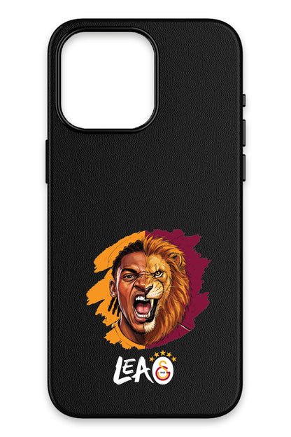 Galatasaray Rafael Leão Aslan iPhone 15 Pro Max Deri Magsafe Telefon Kılıfı