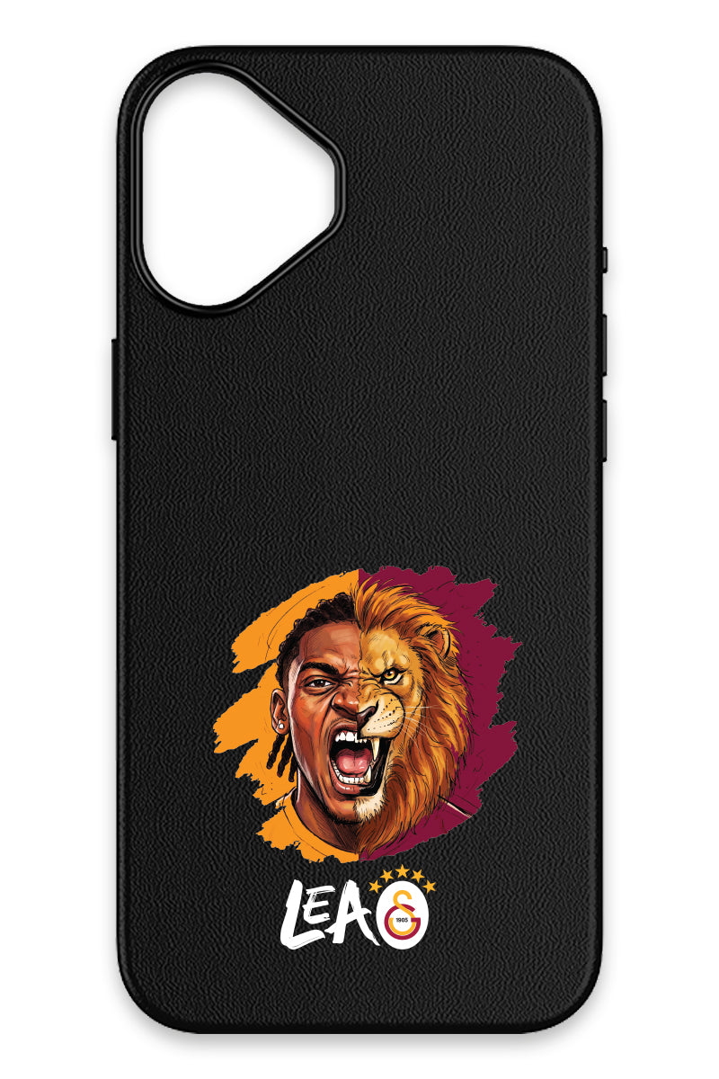 Galatasaray Rafael Leão Aslan iPhone 16 Deri Magsafe Telefon Kılıfı
