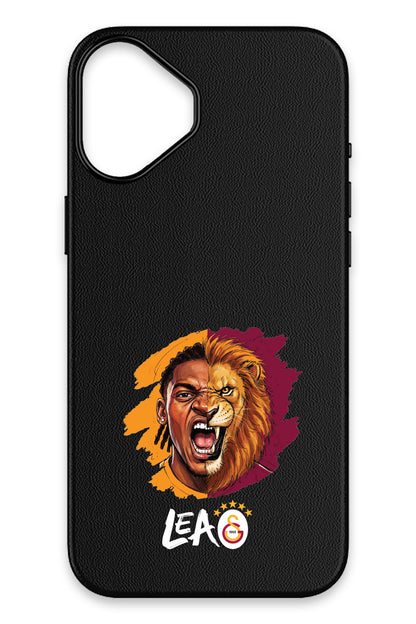 Galatasaray Rafael Leão Aslan iPhone 16 Deri Magsafe Telefon Kılıfı
