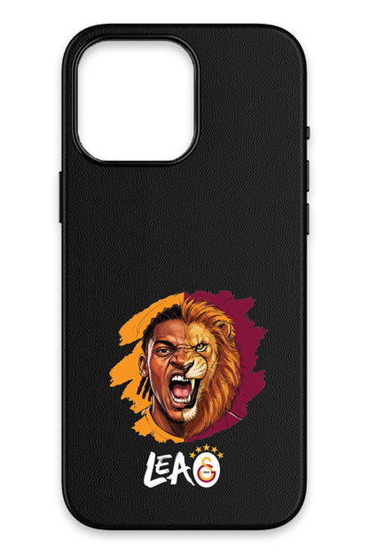 Galatasaray Rafael Leão Aslan iPhone 16 Pro Deri Magsafe Telefon Kılıfı