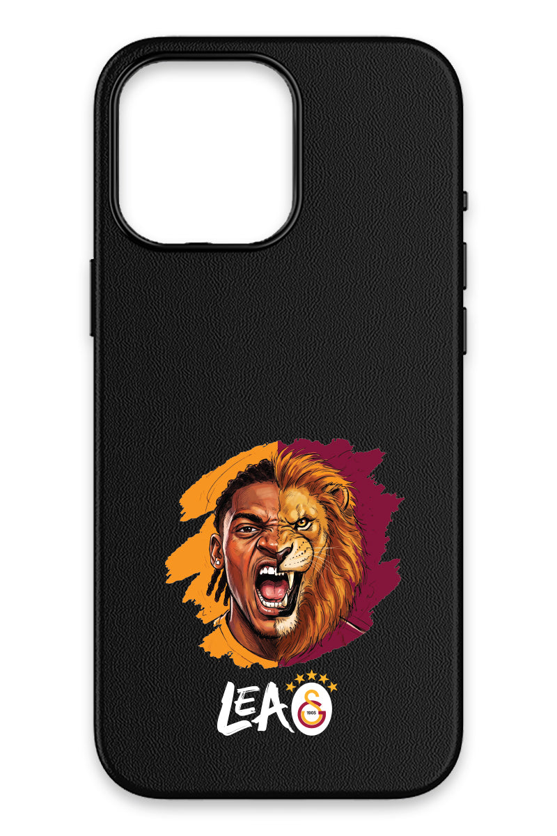 Galatasaray Rafael Leão Aslan iPhone 16 Pro Max Deri Magsafe Telefon Kılıfı