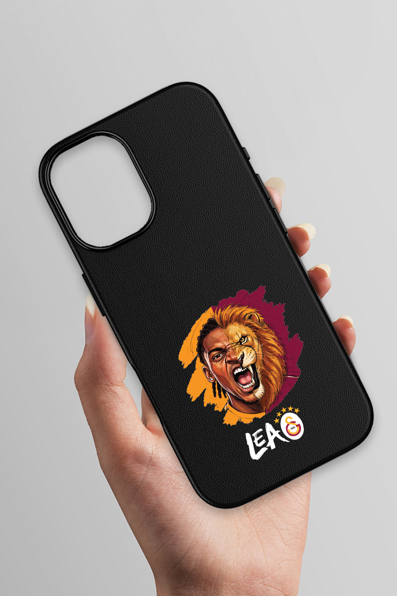 Galatasaray iPhone 17 Deri Kılıf Aslan Tasarım