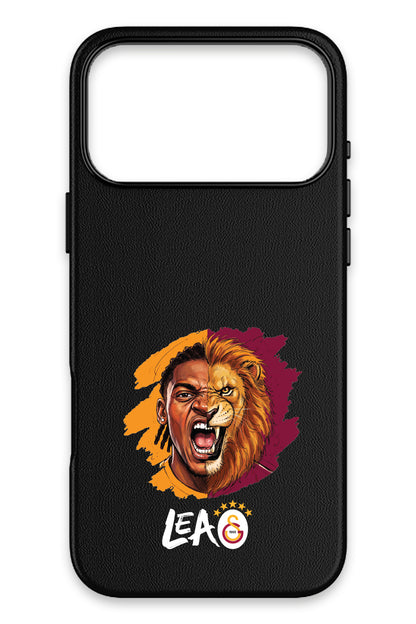 Galatasaray Rafael Leão Aslan iPhone 17 Pro Max Deri Magsafe Telefon Kılıfı