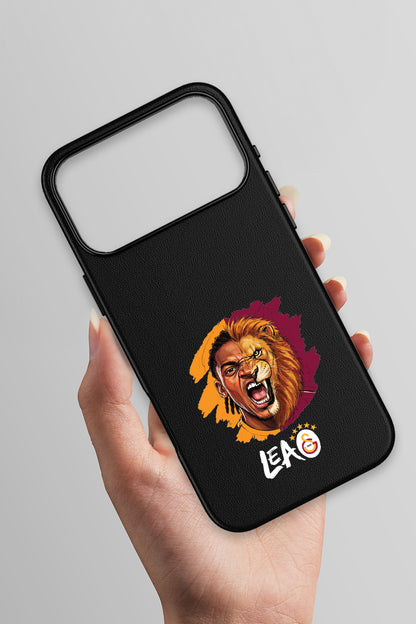 Galatasaray iPhone 18 Pro Max Deri Kılıf Aslan Tasarım