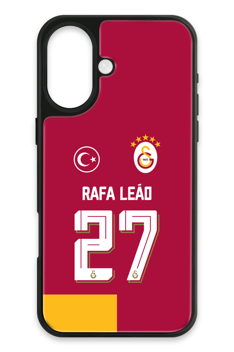 Galatasaray Rafael Leão Parçalı Forma iPhone 16 Cam Telefon Kılıfı