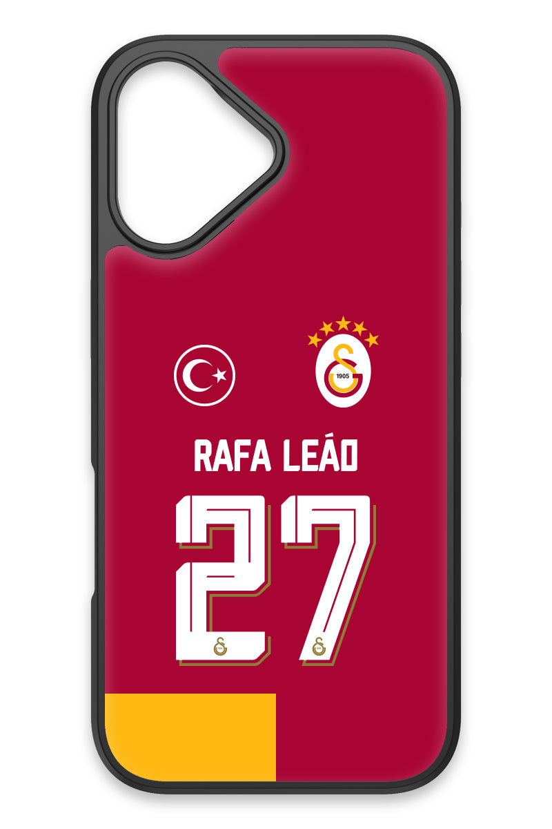 Galatasaray Rafael Leão Parçalı Forma iPhone 17 Cam Telefon Kılıfı