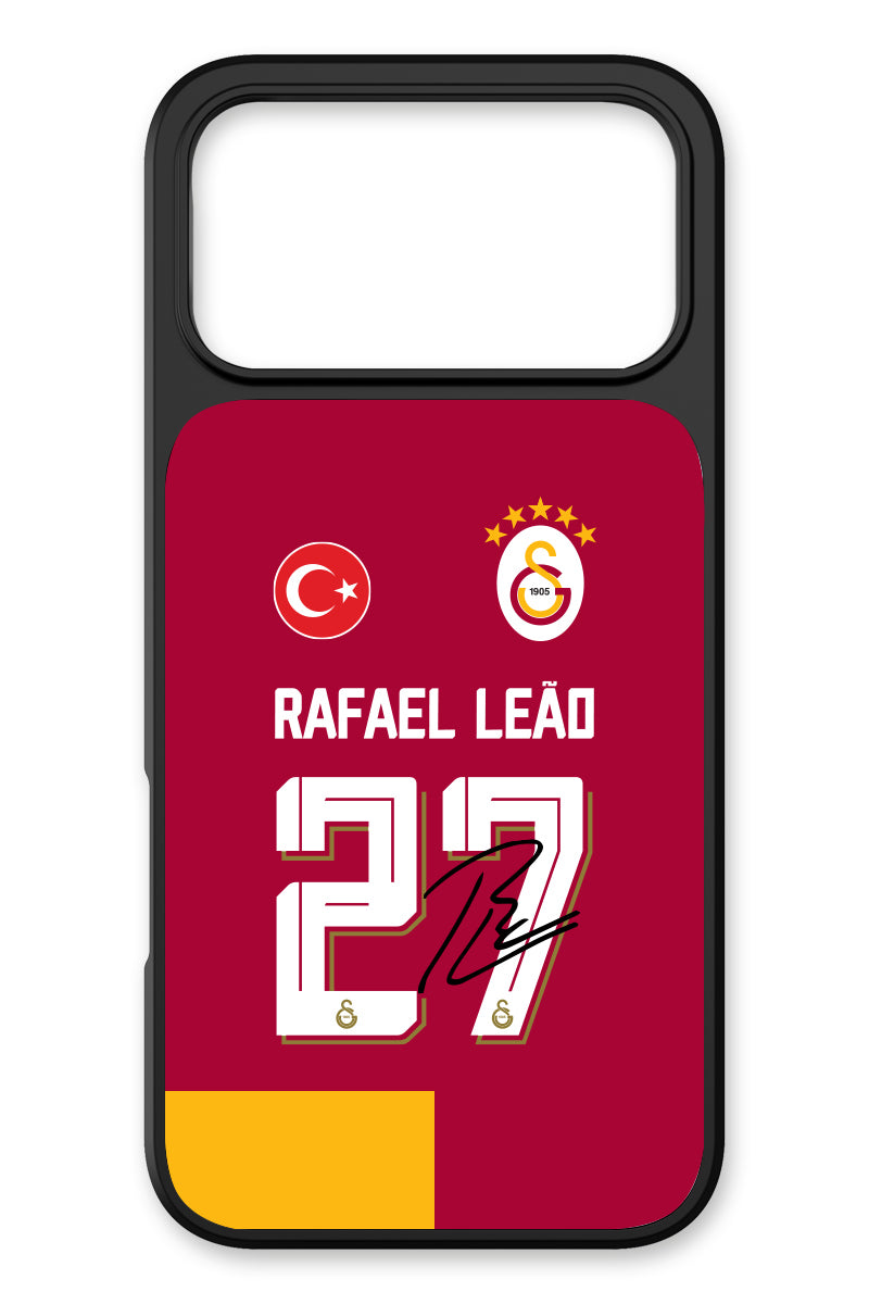 Galatasaray Rafael Leão İmzalı Parçalı Forma iPhone 18 Pro Max Cam Telefon Kılıfı