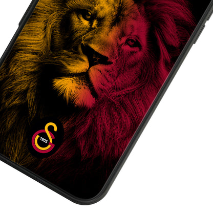 Galatasaray Sarı Kırmızı Parçalı Aslan Cam Telefon Kılıfı