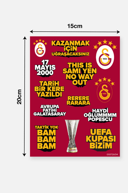 Galatasaray Sticker Seti Kırmızı Slogan - Lisanslı Orijinal