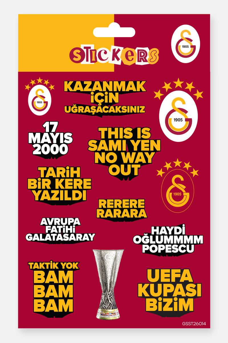 Galatasaray Sticker Seti Kırmızı Slogan - Lisanslı Orijinal
