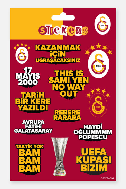 Galatasaray Sticker Seti Kırmızı Slogan - Lisanslı Orijinal