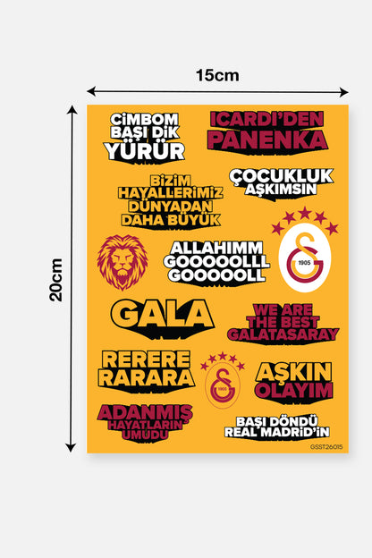 Galatasaray Sticker Seti Sarı Slogan - Lisanslı Orijinal