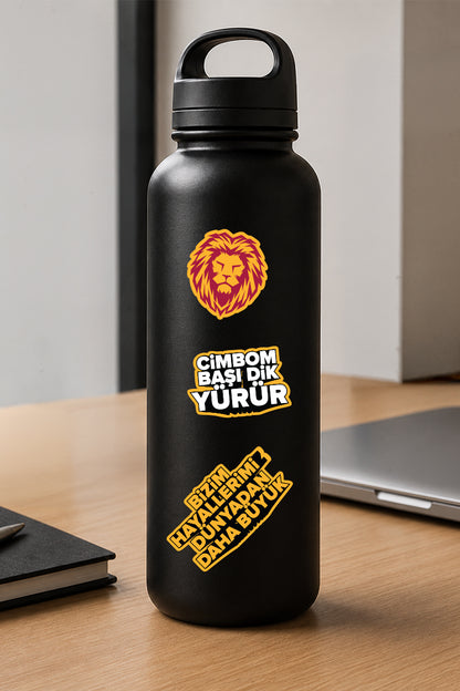 Galatasaray Sticker Seti Sarı Slogan - Lisanslı Orijinal