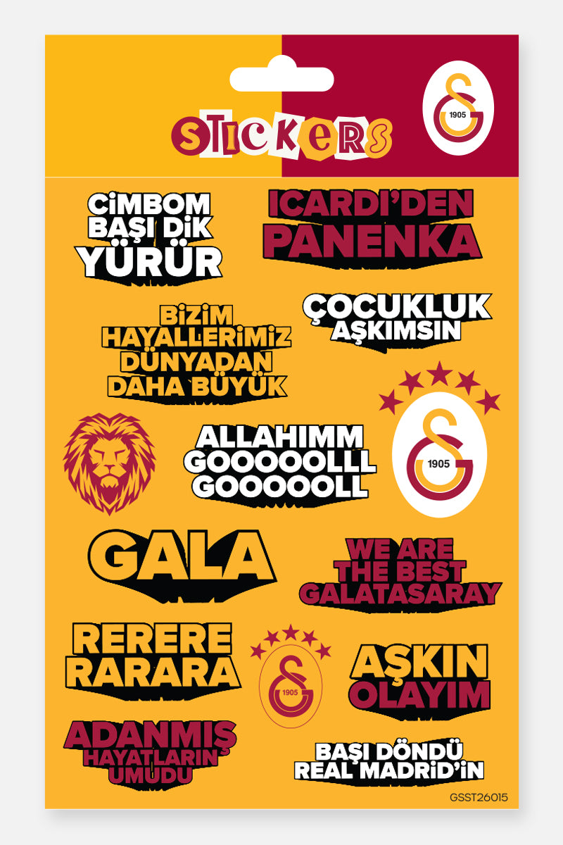 Galatasaray Sticker Seti Sarı Slogan - Lisanslı Orijinal