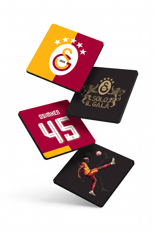 Galatasaray Victor Osimhen Ahşap Bardak Altlığı (4'lü Set)