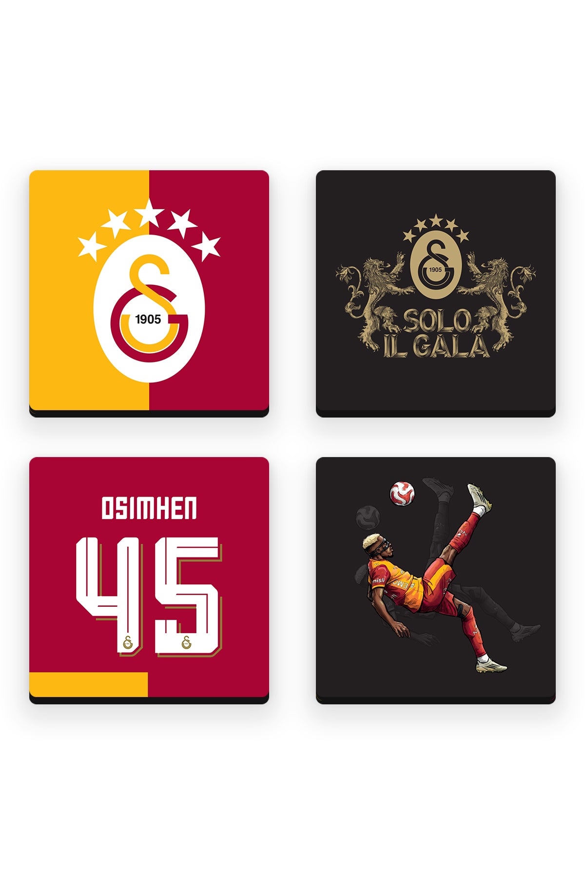 Galatasaray Victor Osimhen Ahşap Bardak Altlığı 4'lü Set