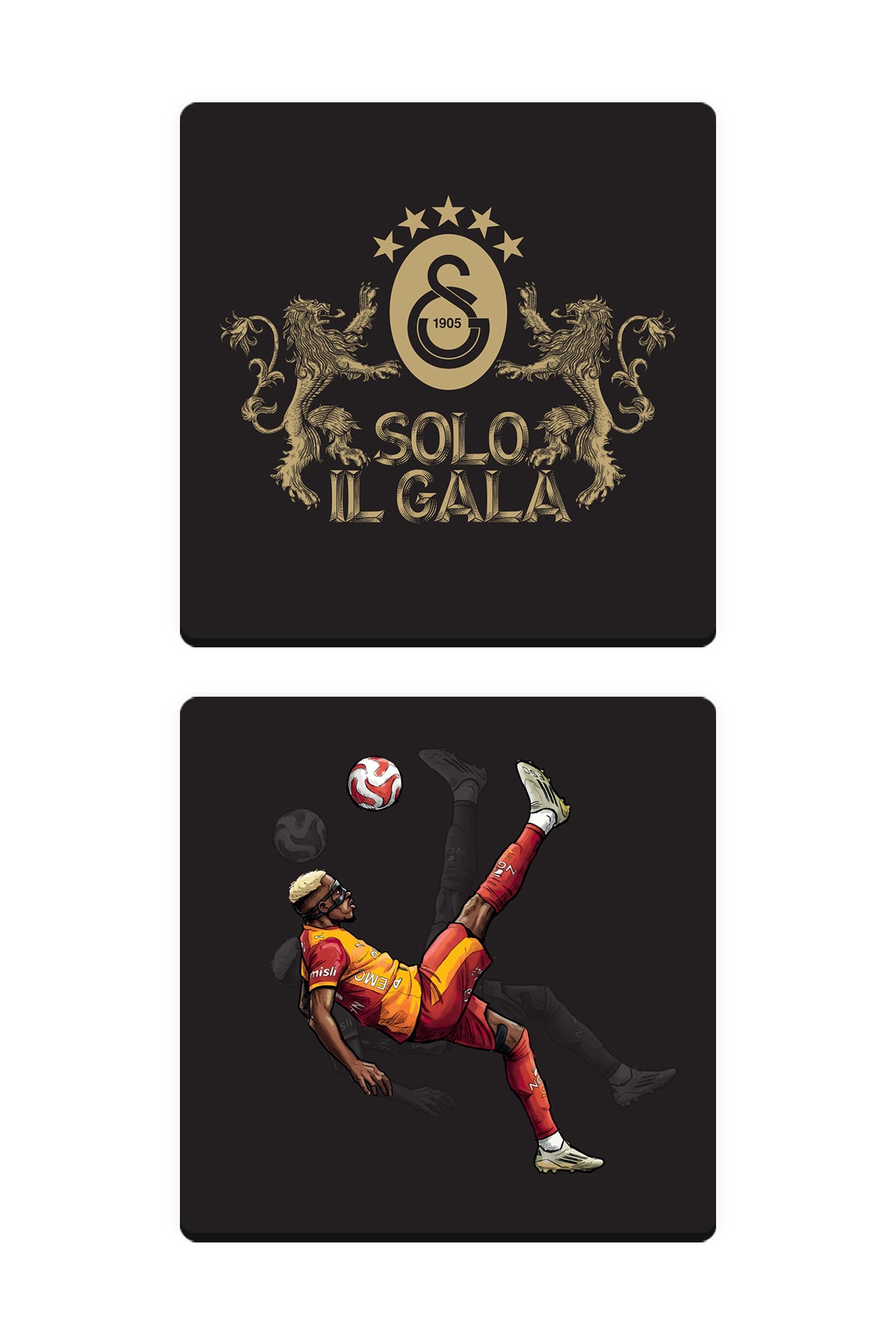 Galatasaray Victor Osimhen Solo Il Gala Ahşap Bardak Altlığı 2'li Set