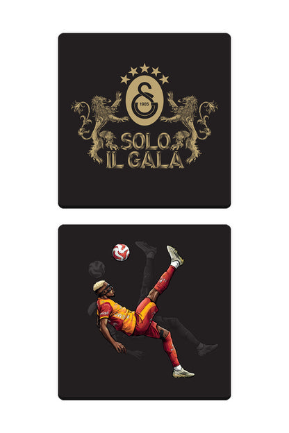 Galatasaray Victor Osimhen Solo Il Gala Ahşap Bardak Altlığı 2'li Set