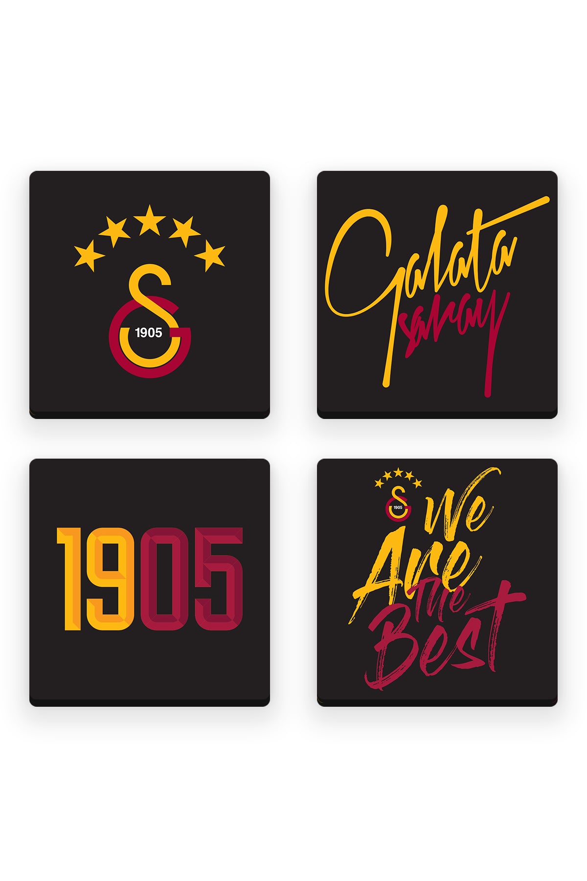 Galatasaray We Are The Best Ahşap Bardak Altlığı 4'lü Set