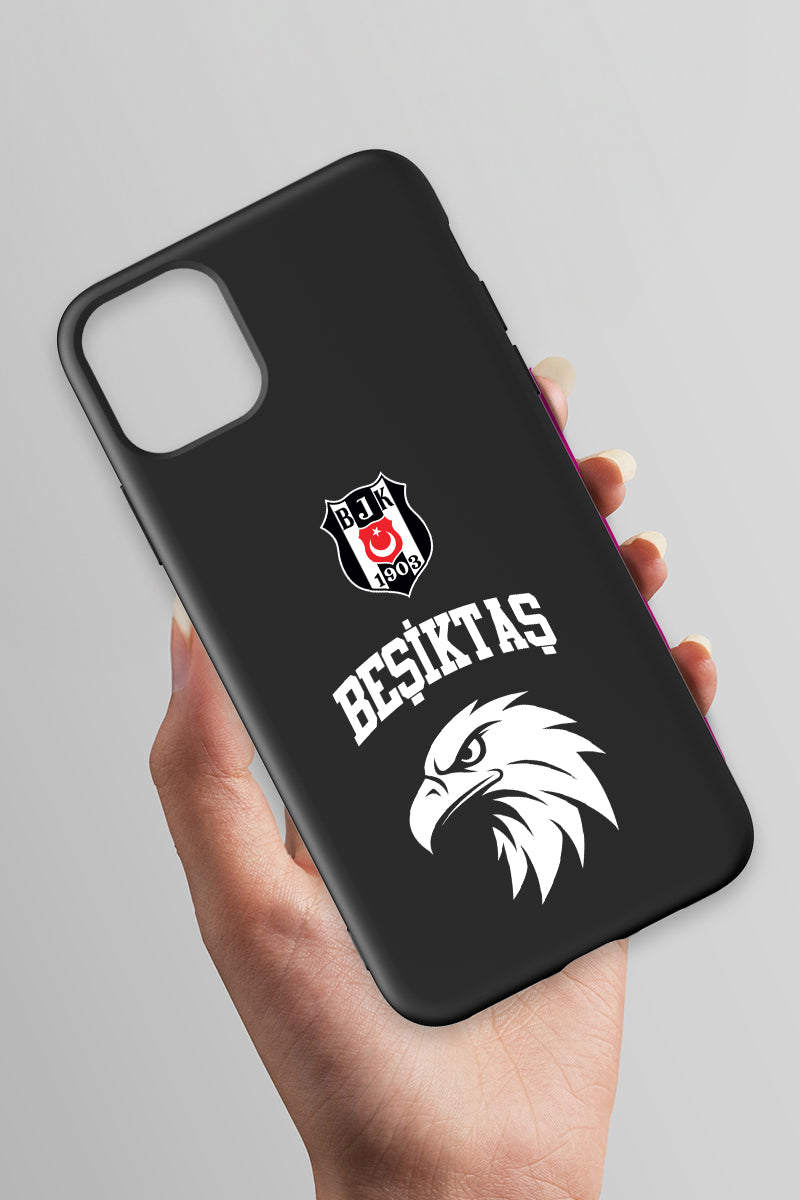 Beşiktaş Kolej Yazı Kartal Siyah Silikon Telefon Kılıfı