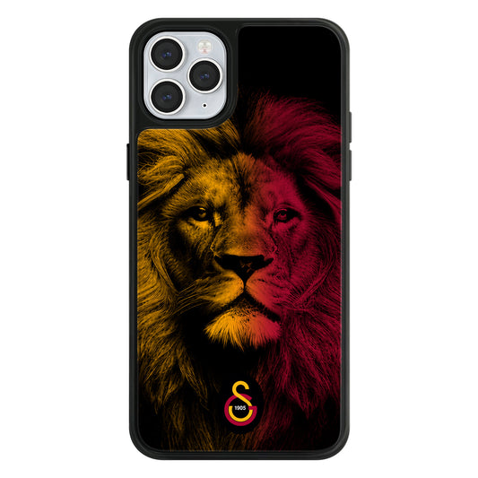 Galatasaray Sarı Kırmızı Parçalı Aslan Cam Telefon Kılıfı