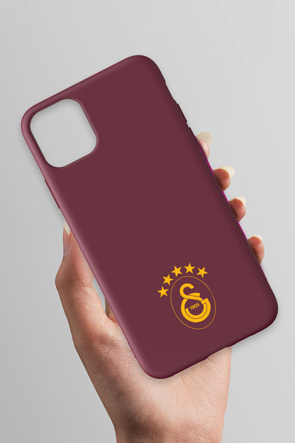 Galatasaray 5 Yıldız Sarı Arma Bordo Silikon Telefon Kılıfı