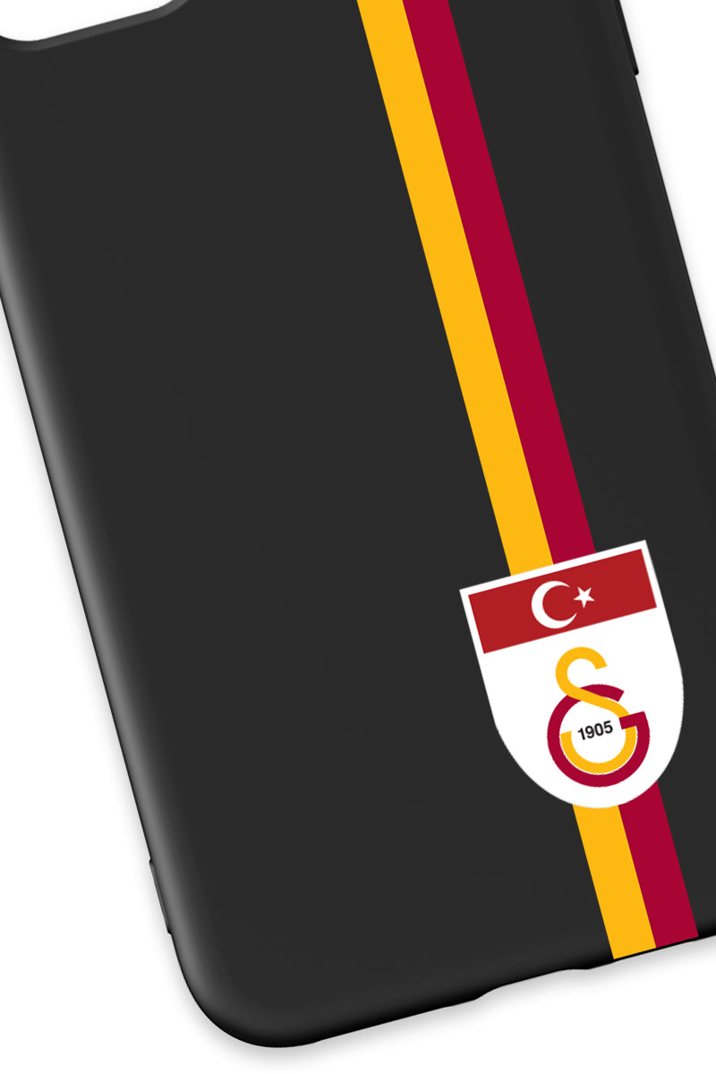 Galatasaray Parçalı Şerit Bayrak Arma Siyah Silikon Telefon Kılıfı