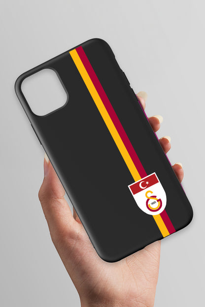 Galatasaray Parçalı Şerit Bayrak Arma Siyah Silikon Telefon Kılıfı