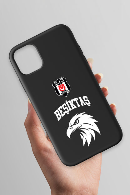 Beşiktaş Kolej Yazı Kartal Siyah Silikon Telefon Kılıfı