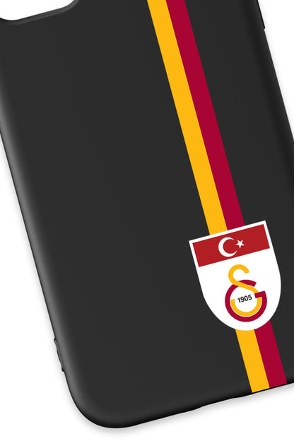 Galatasaray Parçalı Şerit Bayrak Arma Siyah Silikon Telefon Kılıfı
