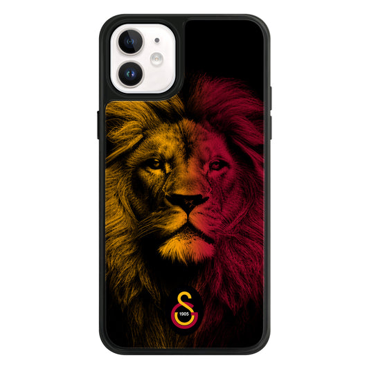 Galatasaray Sarı Kırmızı Parçalı Aslan Cam Telefon Kılıfı