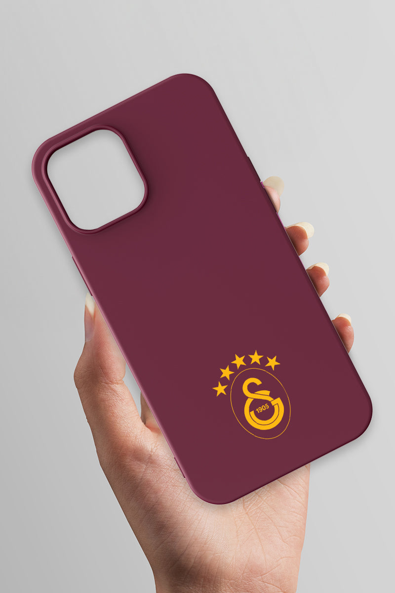 Galatasaray 5 Yıldız Sarı Arma Bordo Silikon Telefon Kılıfı
