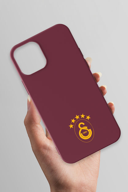 Galatasaray 5 Yıldız Sarı Arma Bordo Silikon Telefon Kılıfı