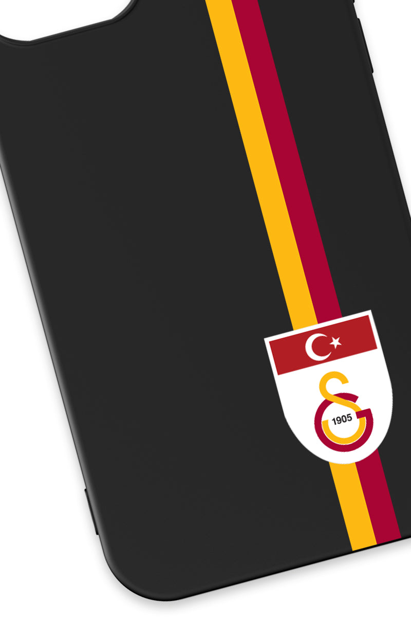 Galatasaray Parçalı Şerit Bayrak Arma Siyah Silikon Telefon Kılıfı