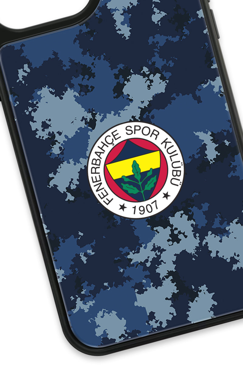Fenerbahçe Mavi Kamuflaj Cam Telefon Kılıfı