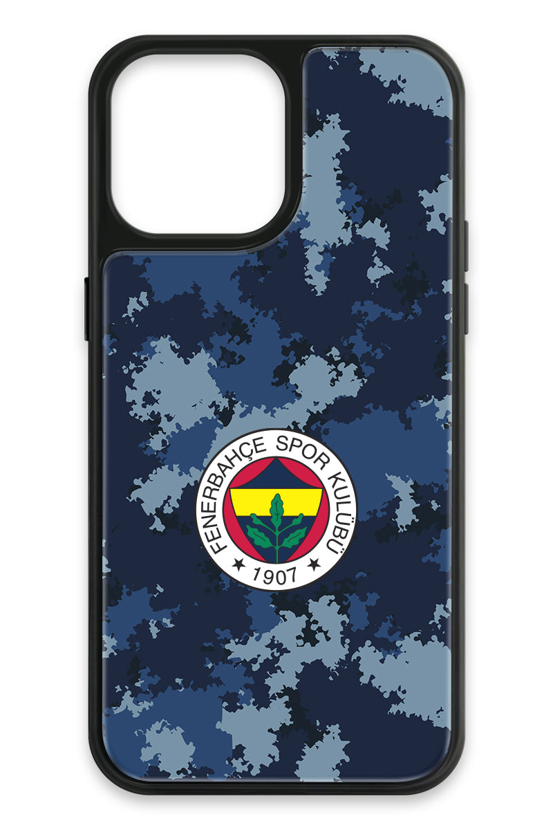 Fenerbahçe Mavi Kamuflaj Cam Telefon Kılıfı
