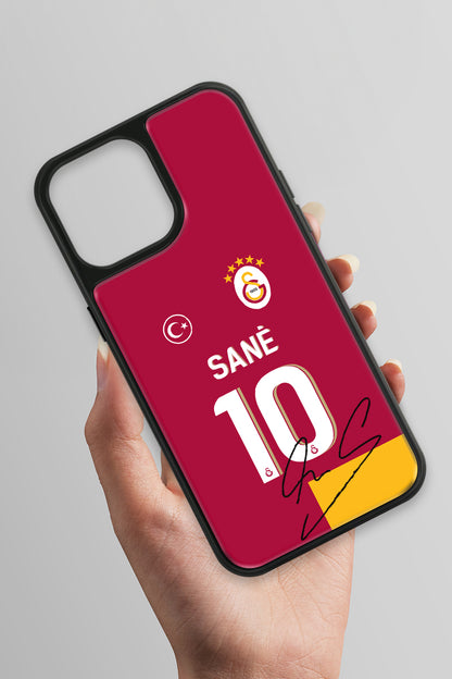 Galatasaray Leroy Sane Parçalı Forma İmzalı Cam Telefon Kılıfı