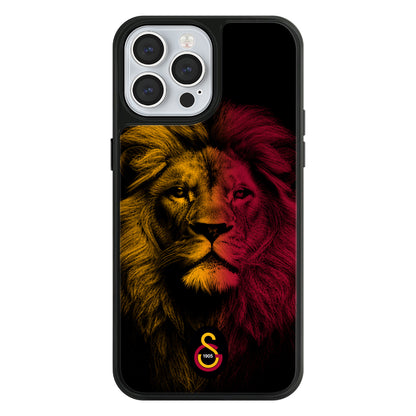 Galatasaray Sarı Kırmızı Parçalı Aslan Cam Telefon Kılıfı