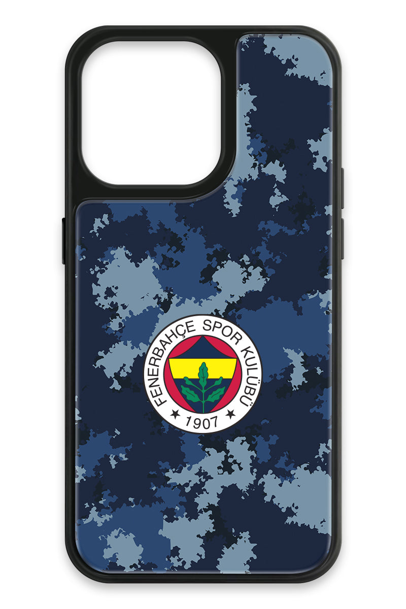 Fenerbahçe Mavi Kamuflaj Cam Telefon Kılıfı